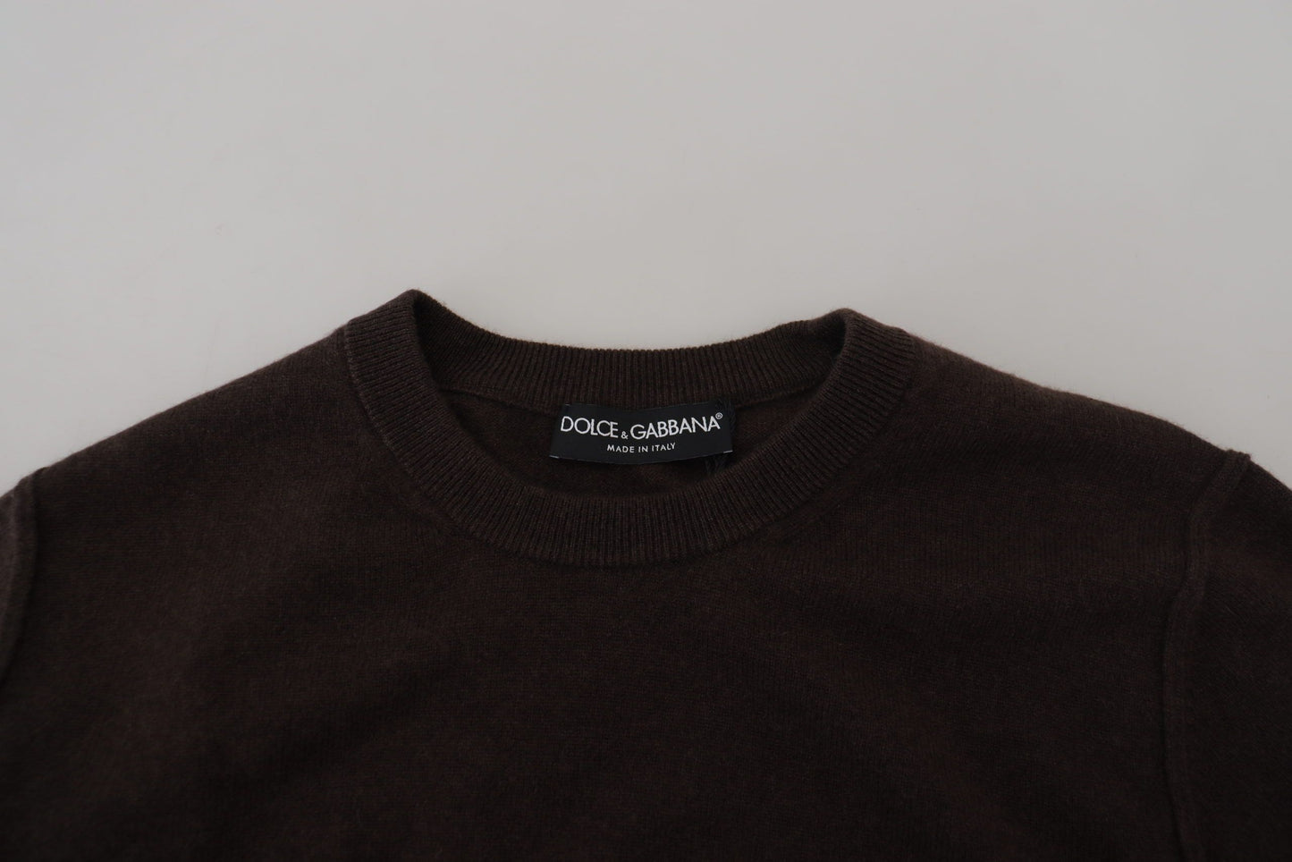 Dolce & Gabbana Brown Cashmere Crew Neck Pullover Sweater