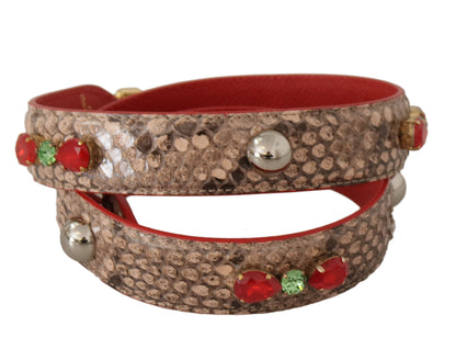 Dolce & Gabbana Chic Brown Python Leather Bag Strap