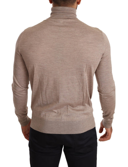 Dolce & Gabbana Beige Turtleneck Cashmere-Silk Blend Sweater