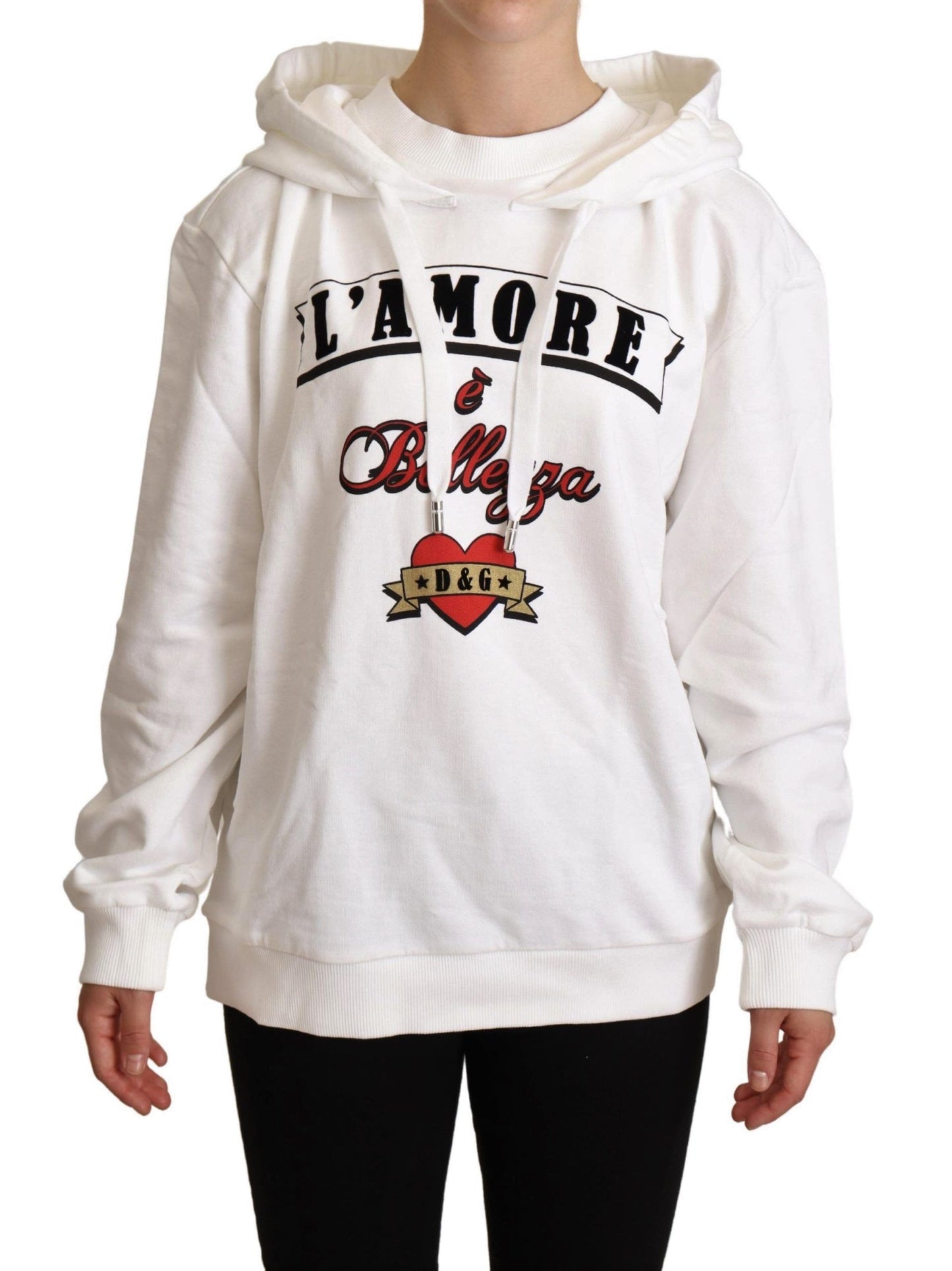 Dolce & Gabbana White L'Amore Motive Hooded Sweater