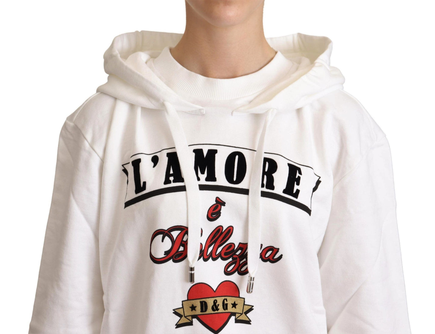Dolce & Gabbana White L'Amore Motive Hooded Sweater