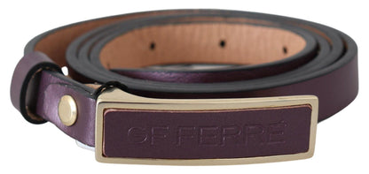 GF Ferre Gold Logo Buckle Waist Leather Skinny Belt