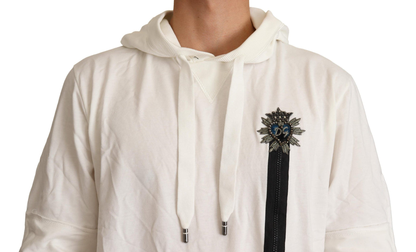 Dolce & Gabbana Exquisite Off-White Cotton Hooded Sweater