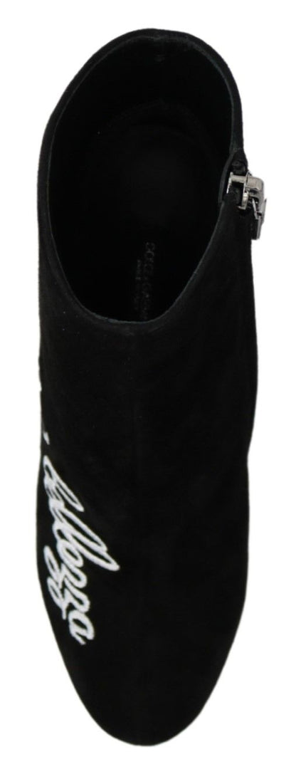 حذاء دولتشي آند غابانا للكاحل مطرز من جلد الخراف