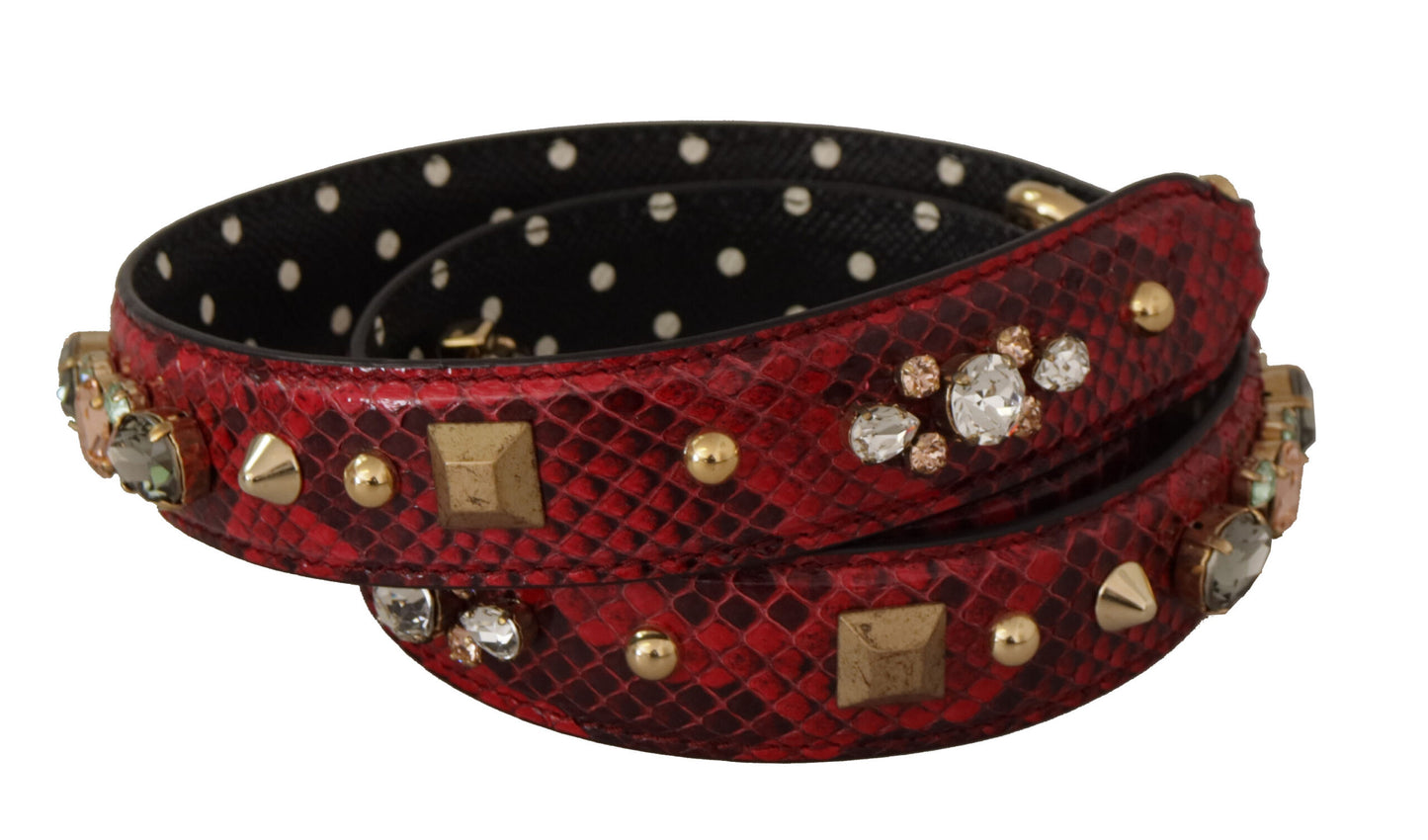 Dolce & Gabbana Red Python Leather Shoulder Bag Strap