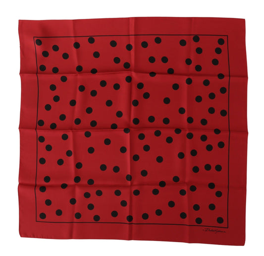 Dolce & Gabbana Red Polka Dots DG Print Square Handkerchief Scarf