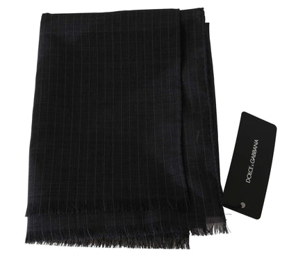 Dolce & Gabbana Elegant Gray Striped Wool Men's Scarf