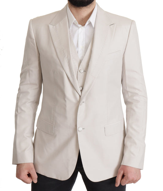 Dolce & Gabbana Elegant Light Gray Silk Blend Suit Jacket Set