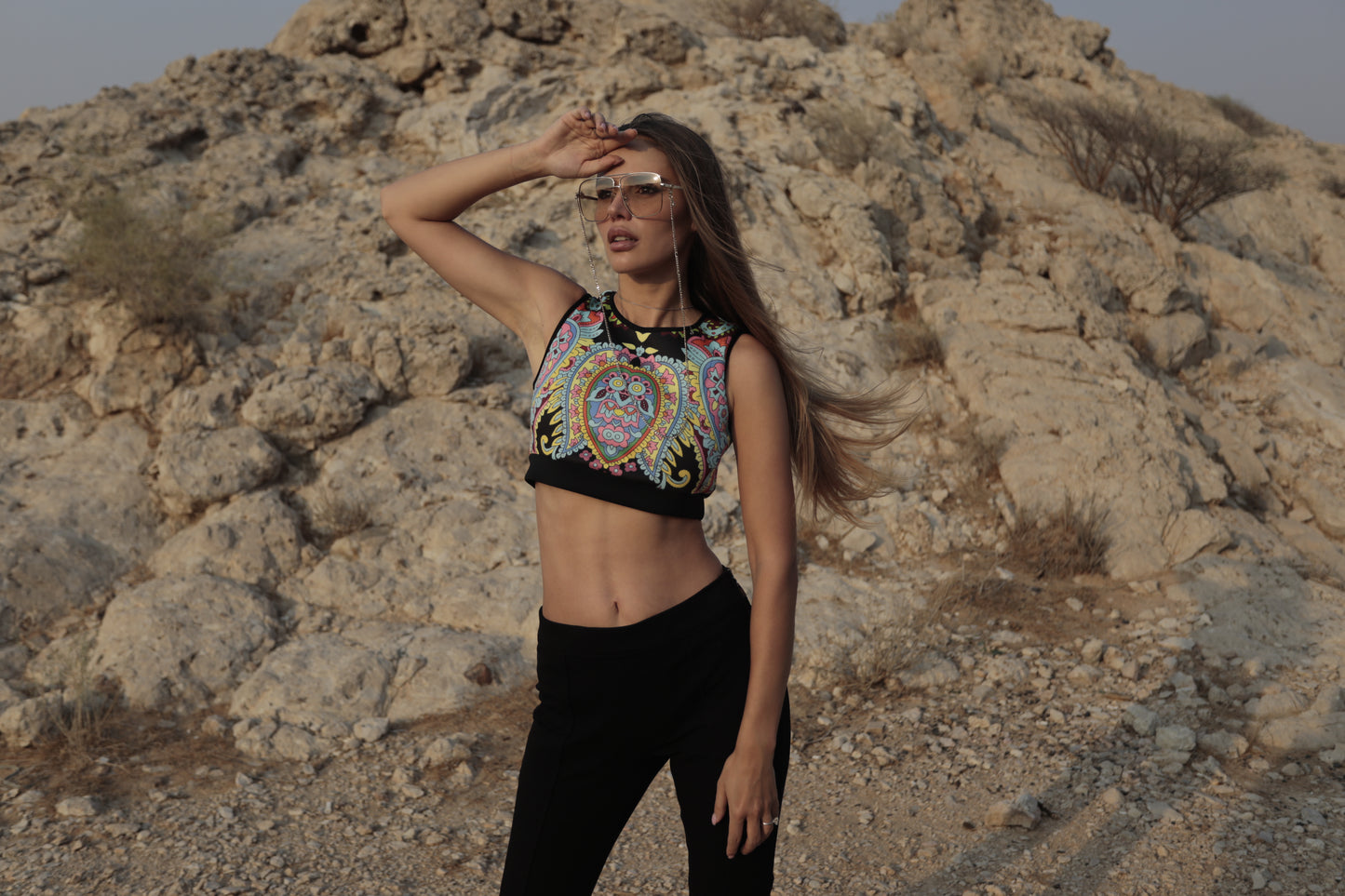 Ethnic Patterned Crop Top