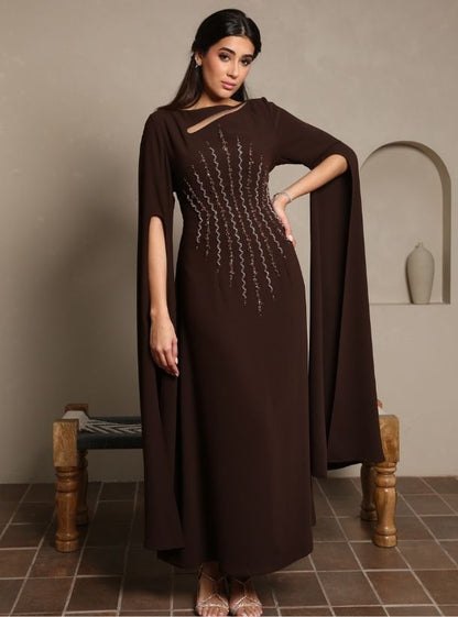 Luxurious Detailing: Corset Line Beads Work Adds Opulence to Jalabiya.