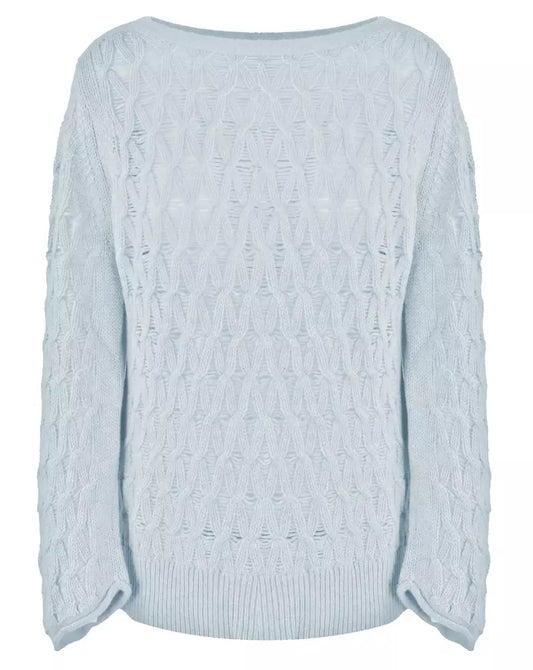 Malo Chic Boat Neck Wool-Cashmere Sweater in Rhombus