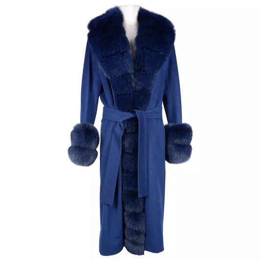 Made in Italy Elegant Wool Coat with Luxe Fox Fur Trim