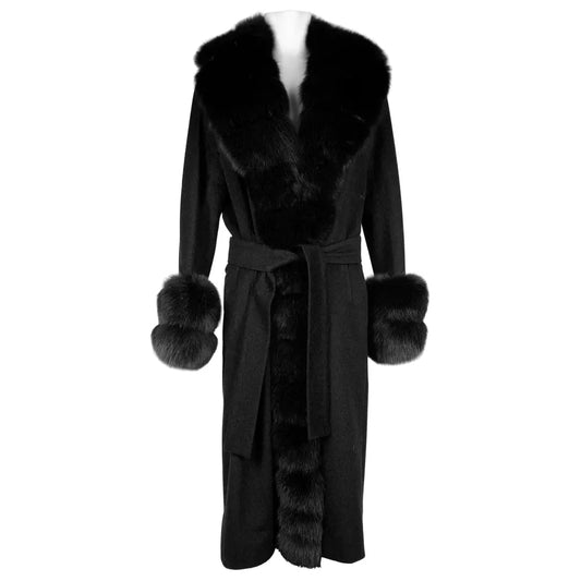 Made in Italy Elegant Virgin Wool Coat with Luxe Fox Fur Trim