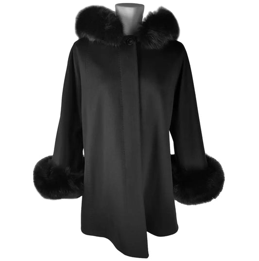 Made in Italy Chic Woolen Short Coat with Fur Detail