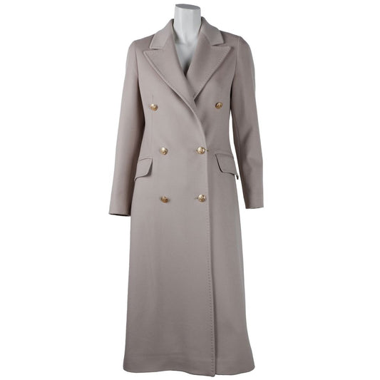 Made in Italy Elegant Beige Double-Breasted Wool Coat