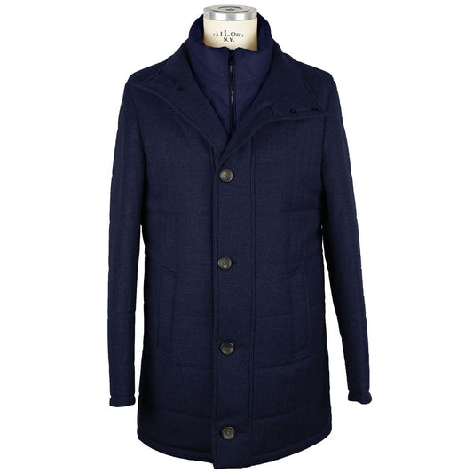 Made in Italy Elegant Dark Blue Wool-Cashmere Coat