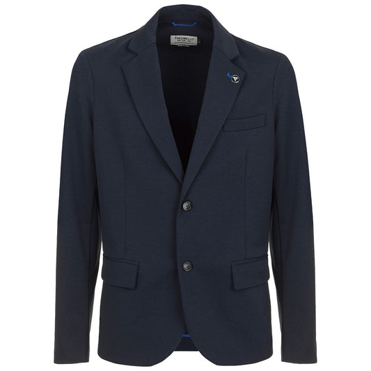 Fred Mello Elegant Blue Cotton Blend Jacket