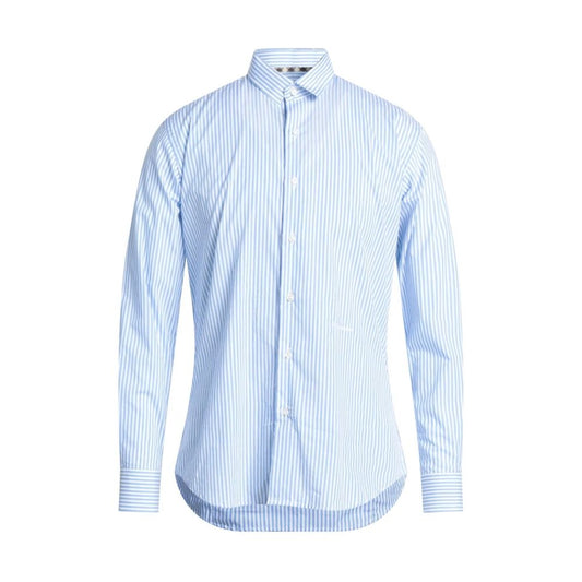 Aquascutum Elegant Light Blue Striped Cotton Shirt