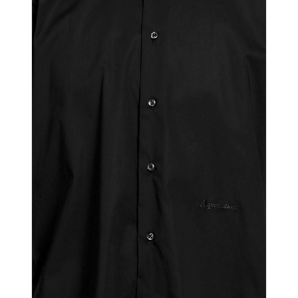 Aquascutum Elegant Black Cotton Shirt with Logo Embroidery