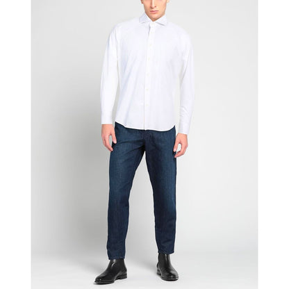 Aquascutum Sophisticated White Cotton Shirt with Embroidered Logo