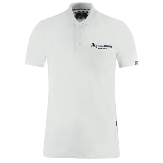 Aquascutum Elegant White Cotton Polo Shirt with Contrasting Logo
