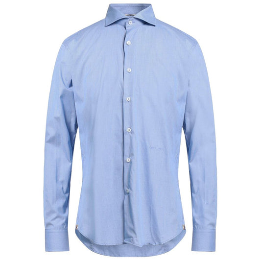 Aquascutum Elegant Light Blue Cotton Fil-à-Fil Shirt