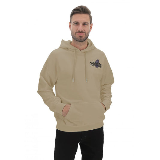 Comme Des Fuckdown Beige Cotton Logo Hoodie with Back Print