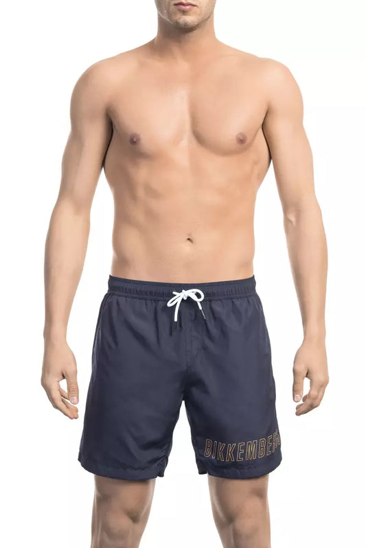 Bikkembergs Chic Blue Swim Shorts with Stylish Front Print