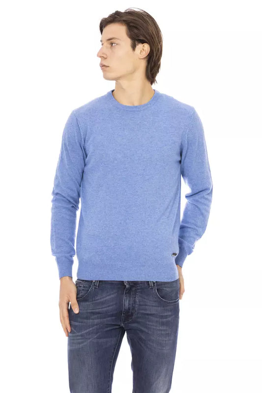 Baldinini Trend Elegant Light Blue Crewneck Sweater for Men