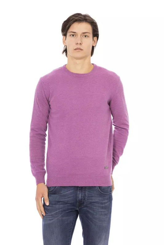 Baldinini Trend Elegant Purple Wool-Blend Crewneck Sweater