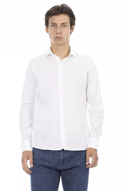 Baldinini Trend Chic White Slim Fit Italian Collar Shirt