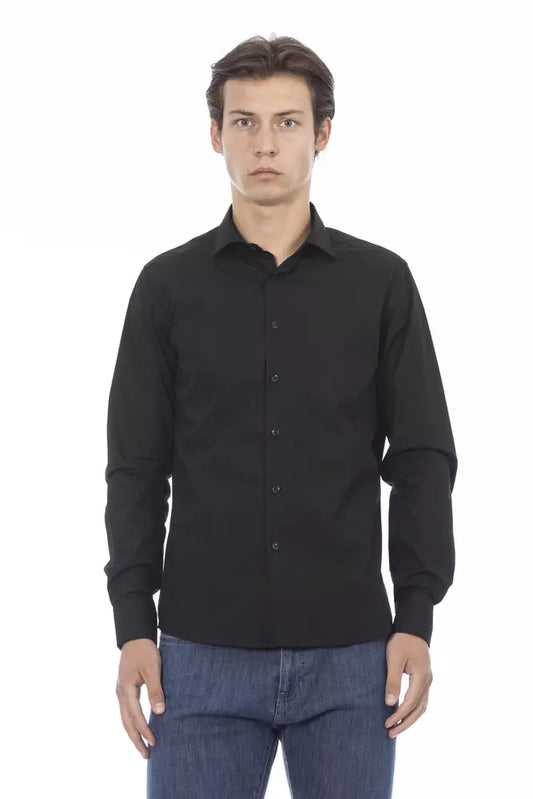 Baldinini Trend Elegant Black Slim Fit Cotton Shirt