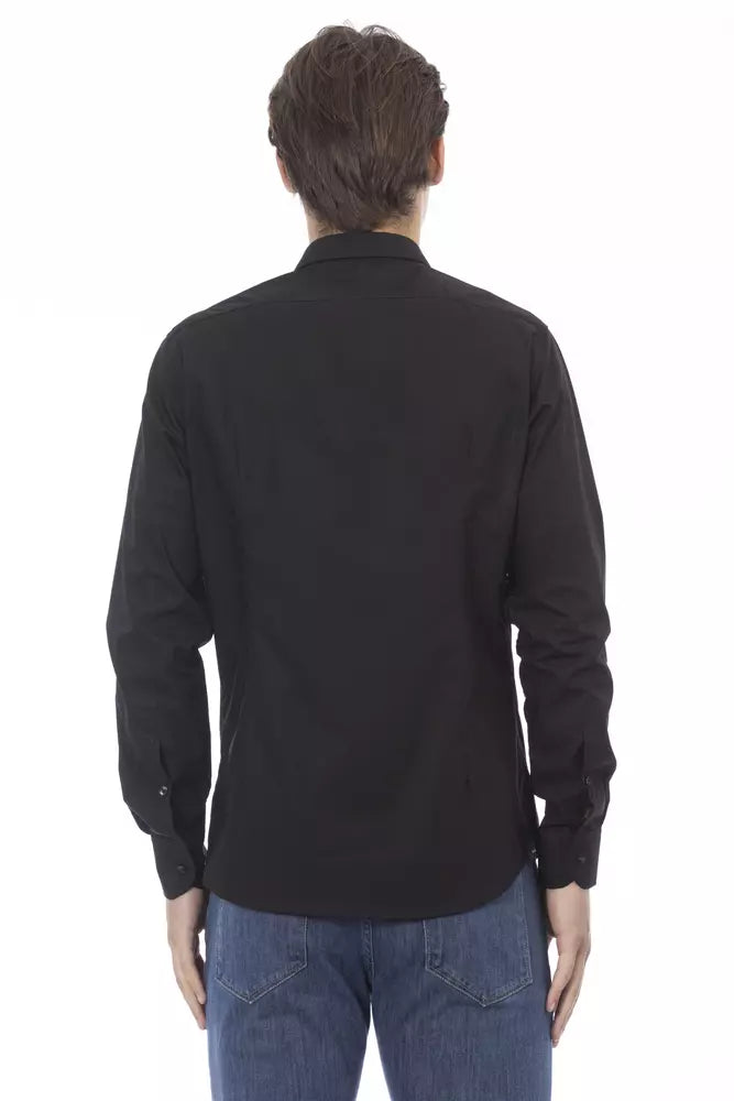 Baldinini Trend Elegant Slim Fit Black Cotton Shirt