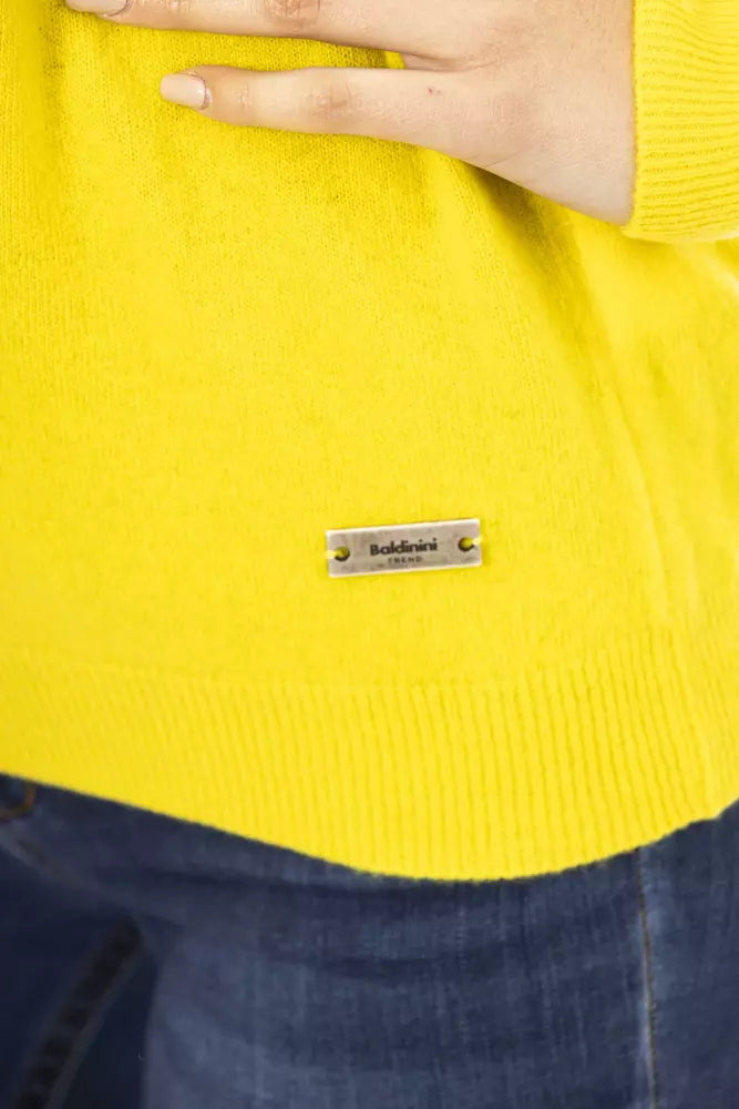 Baldinini Trend Chic Wool-Cashmere Crewneck Sweater in Yellow