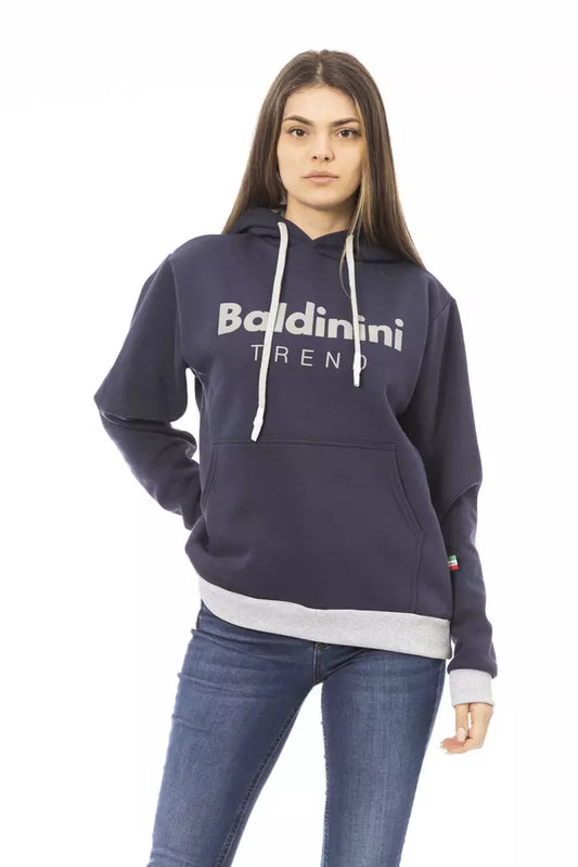 Baldinini Trend Chic Blue Cotton Hoodie with Front Logo