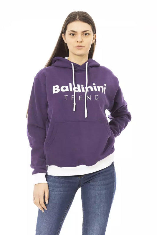 Baldinini Trend Purple Cotton Fleece Hoodie with Logo