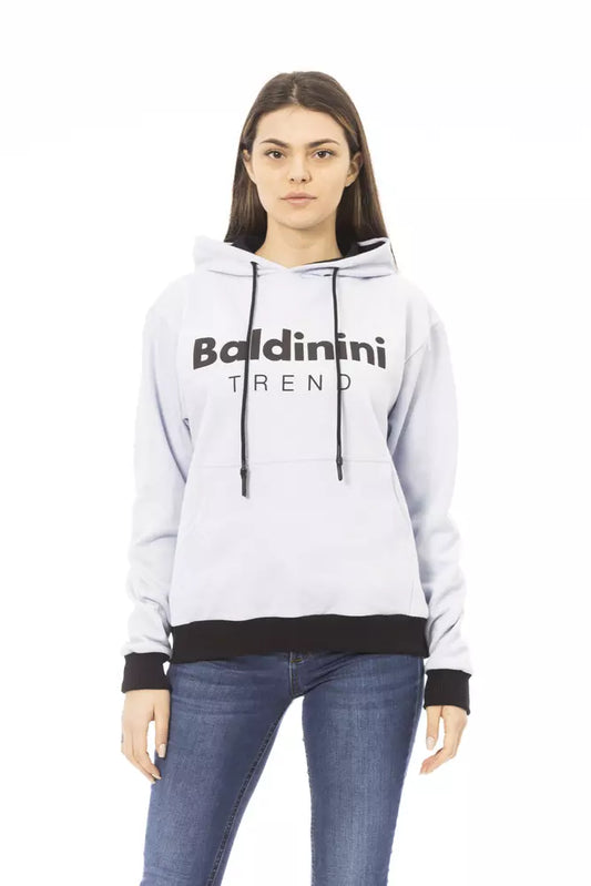 Baldinini Trend Chic White Cotton Fleece Hoodie with Front Logo