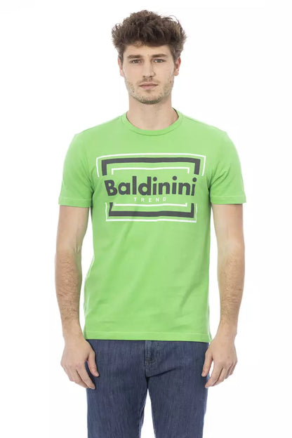 Baldinini Trend Green Cotton Tee with Chic Front Print