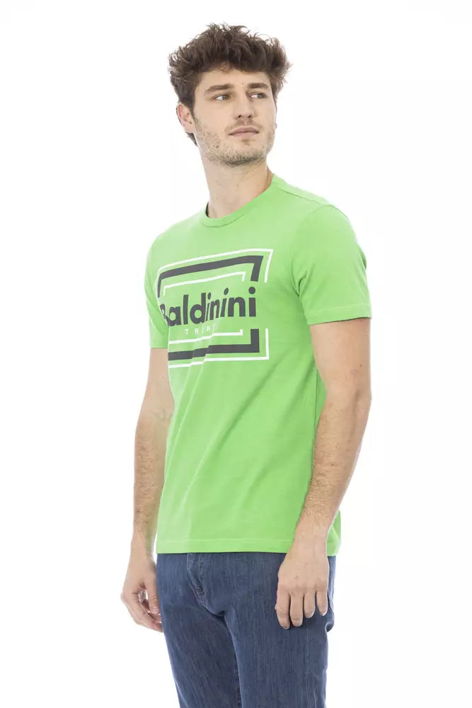 Baldinini Trend Green Cotton Tee with Chic Front Print