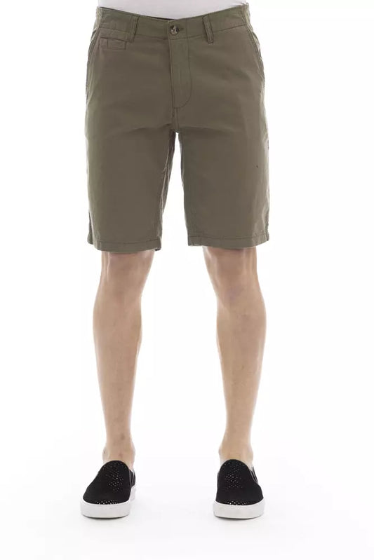 Baldinini Trend Sleek Army Bermuda Shorts with Button Closure