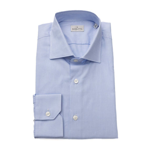 Bagutta Elegant Light Blue Medium Fit French Collar Shirt