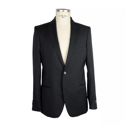 Made in Italy Elegant Milano Black Wool Suit
