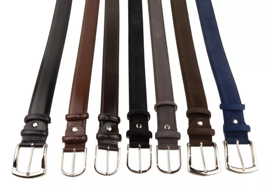 Made in Italy Elegant Italian Leather Belt Ensemble