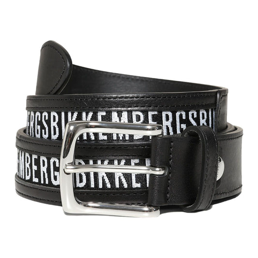 Bikkembergs Sleek Black Calfskin Leather Belt
