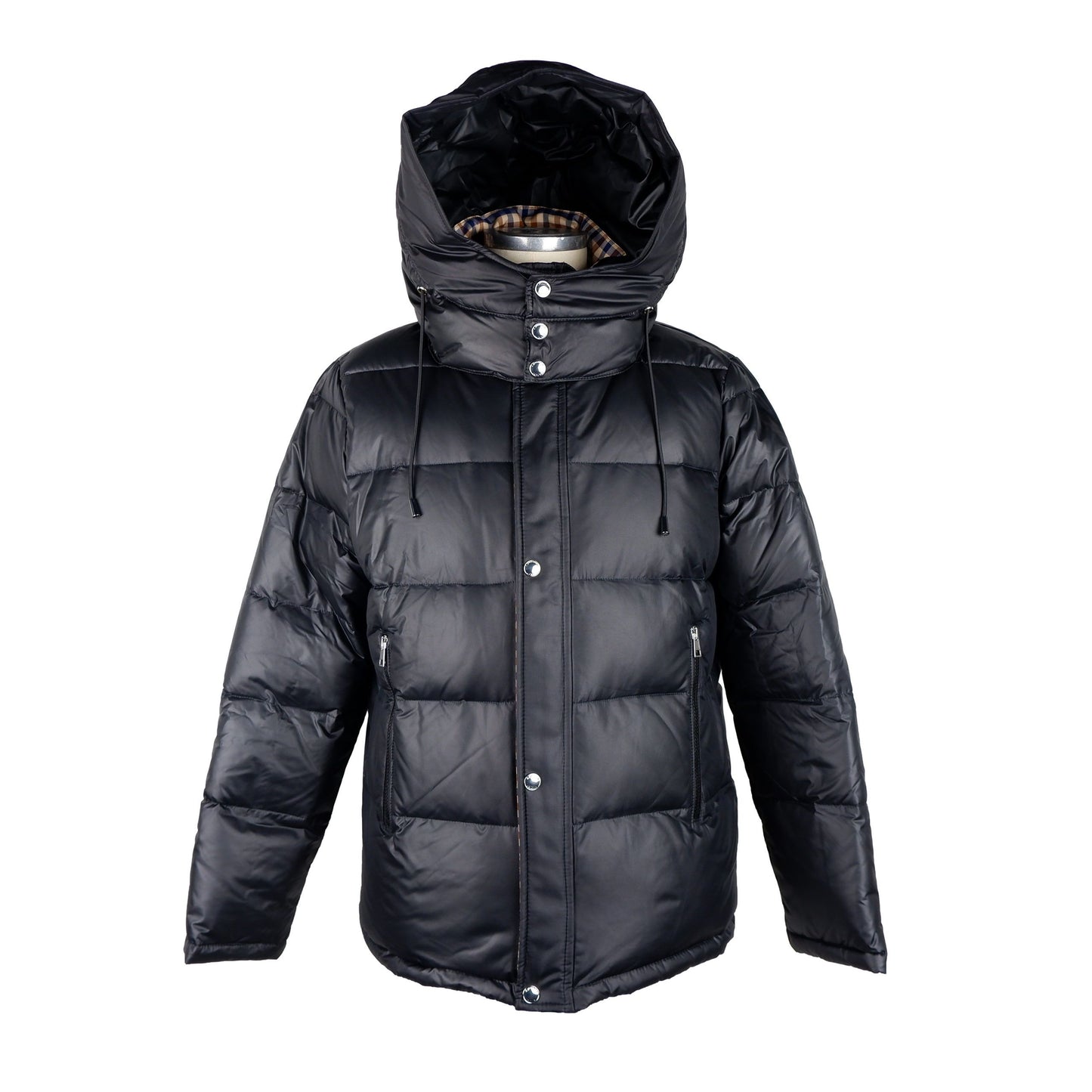 Aquascutum Elegant Black Padded Jacket with Removable Hood