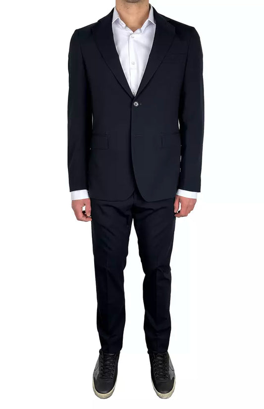 Aquascutum Elegant Navy Two-Piece Italian Suit