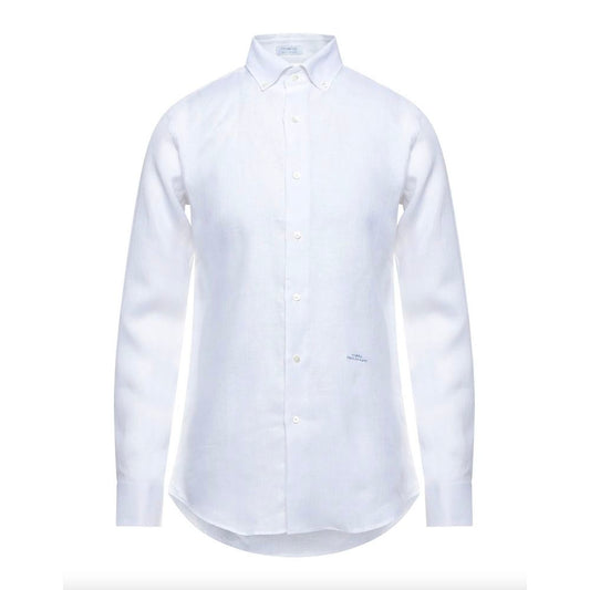 Malo Elegant White Linen Long Sleeve Shirt
