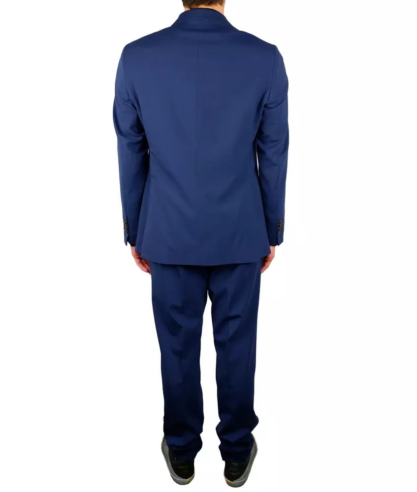 Aquascutum Elegant Blue Wool Blend Two-Piece Suit