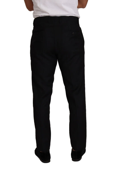 Dolce & Gabbana Black Wool DG LOGO Trouser Dress Pants