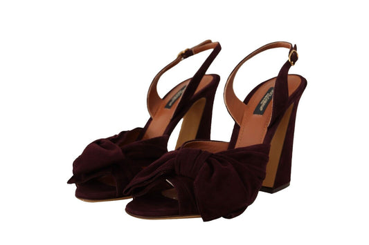 Dolce & Gabbana Dark Purple Suede Ankle Strap Sandals Shoes
